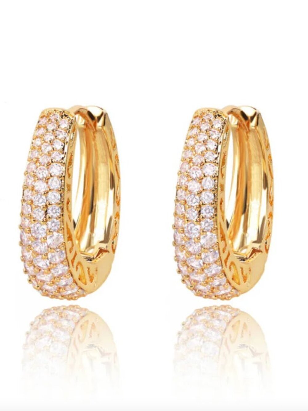 NEW 18k Yellow Gold Diamond Hoop Earrings